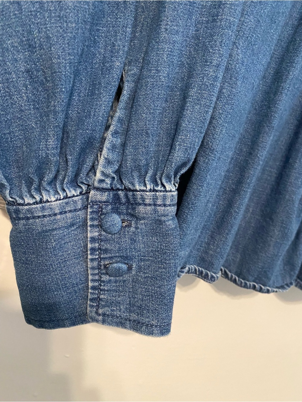 NWOT Madewell Denim Ruffled Pintuck Top - Picture 8 of 15